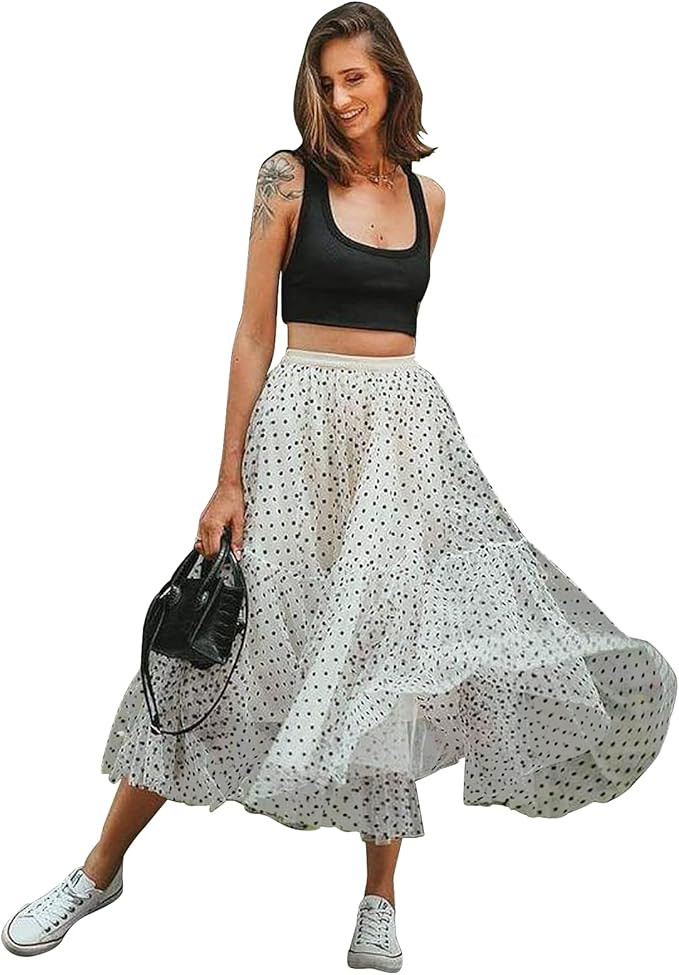 CHICWISH Women's Lilac/Cream/Grey/Pink/Black Layered Mesh Ballet Prom Party Tulle Tutu A-Line Max... | Amazon (US)