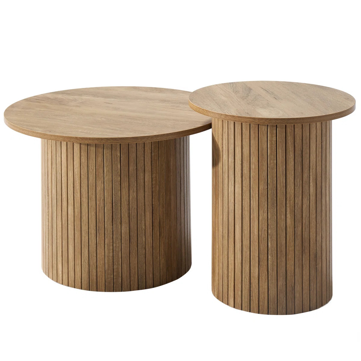 Baheerah Rustic Wood Finish Nesting Coffee Table Set, Oak Wood | Wayfair North America