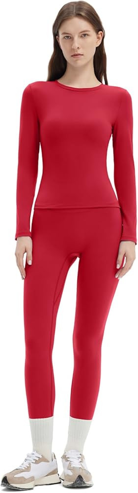 SUUKSESS Women 2 Piece Workout Set Tummy Control Legging Long Sleeve Workout Top | Amazon (US)