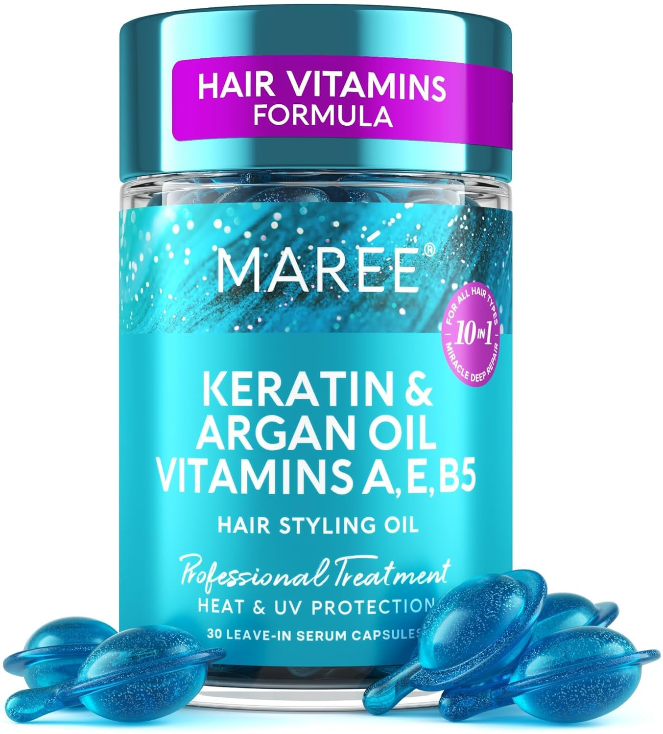MAREE - Suero capilar para peinar para cabello encrespado y seco; cápsulas de aceite hidratante ... | Amazon (US)