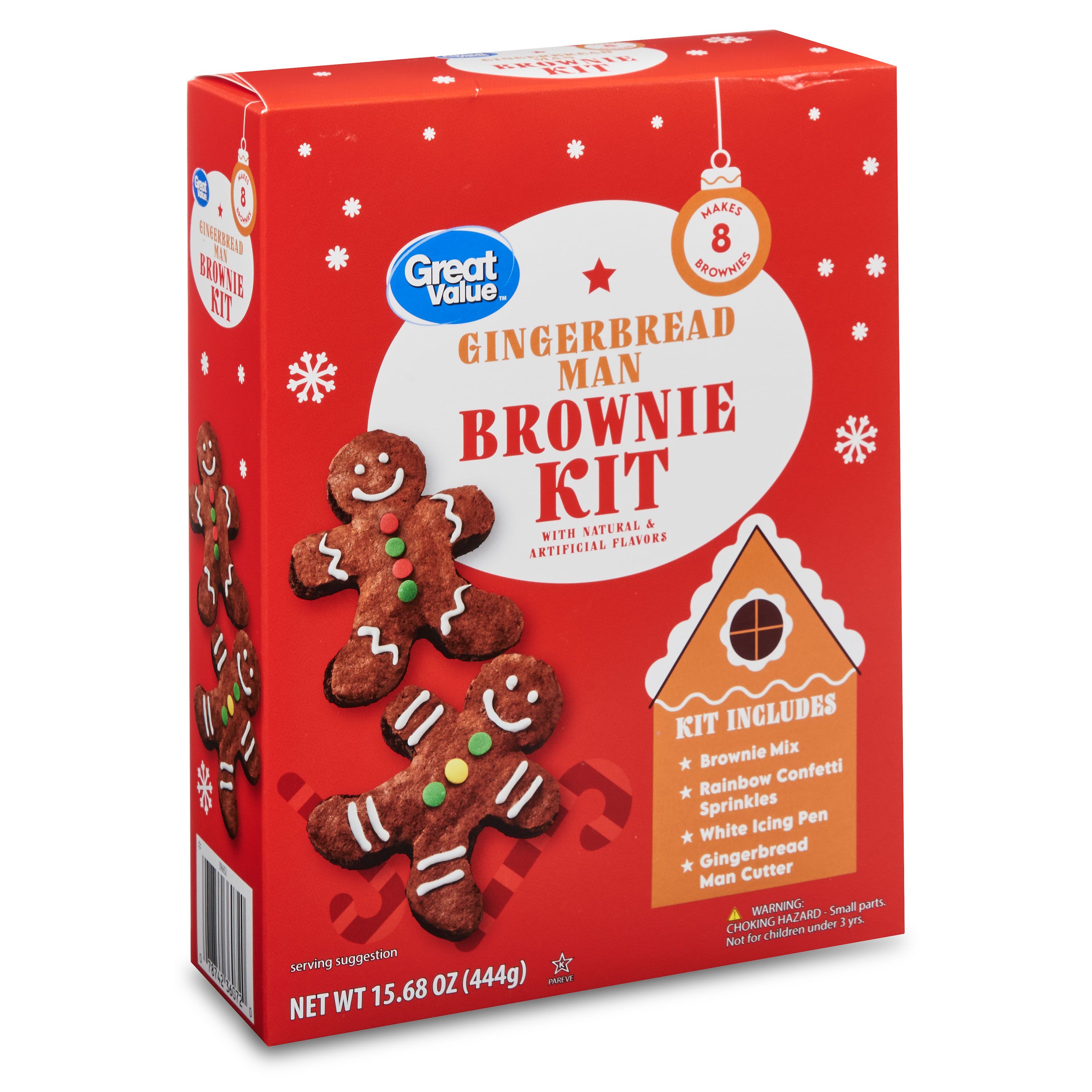 Great Value Gingerbread Man Brownie Kit, 15.68 oz - Walmart.com | Walmart (US)