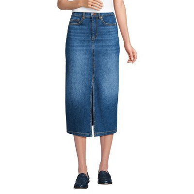 Lands' End Women's Soft Denim Midi Column Skirt - 2 - Indigo Tide Blue | Target