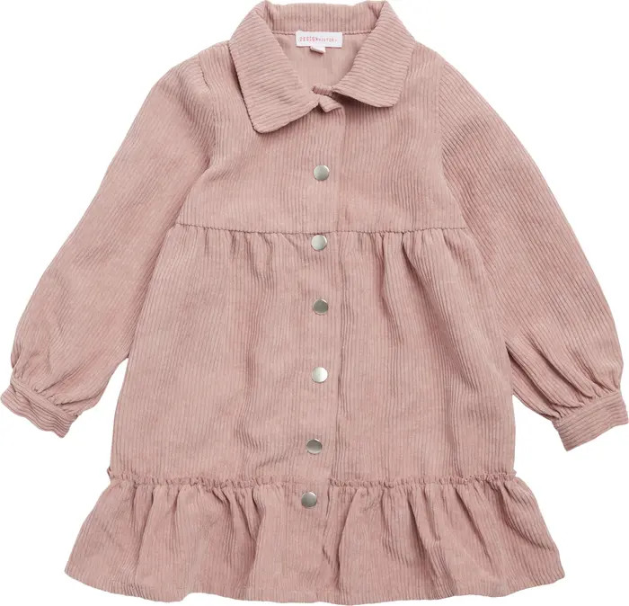 Design History Kids' Corduroy Long Sleeve Button Snap Tier Dress | Nordstromrack | Nordstrom Rack