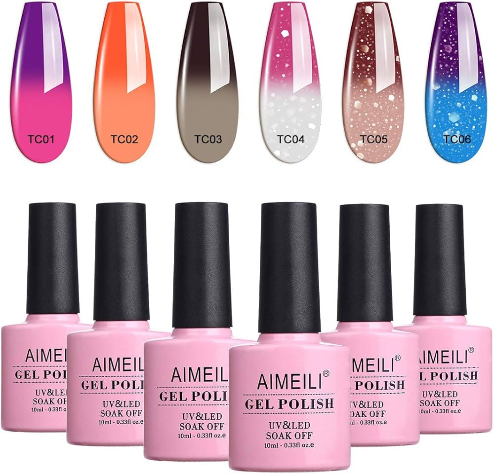 AIMEILI Temperature Color Mood Changing Soak Off Chameleon Gel Nail Polish Set Of 6pcs X 10ml- Ki... | Amazon (US)