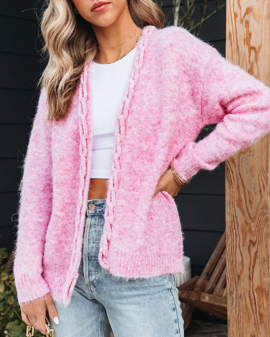 Lily Knit Open Front Cardigan - Pink | VICI Collection