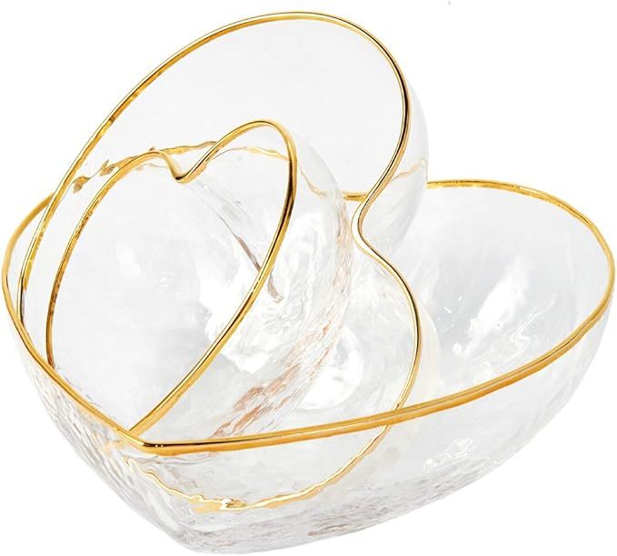 Heart Shaped Bowls & Salad Bowls Set Glass Decorative Bowl For Home Decor, Fruit Salad Candy Bowl... | Amazon (US)