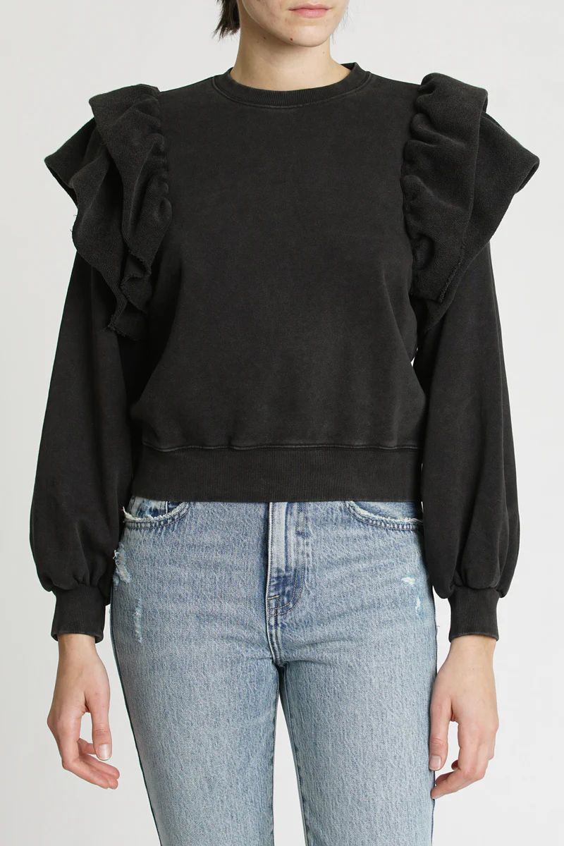 Dylan Ruffle Sweatshirt - Black Sky | Pistola Denim