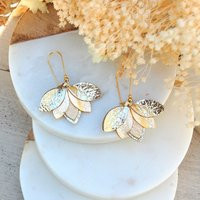 Capucine Earrings in Gold-Tone Leather - Women's Jewelry, Wedding Gifts, Christmas Gifts Handmade Creation Agatiz | Etsy (US)