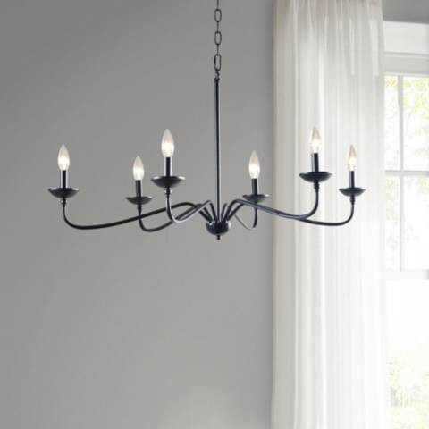 Hampton Hill Brighton 40 1/2" Wide Matte Black 6-Light Chandelier - #798C2 | Lamps Plus | Lamps Plus