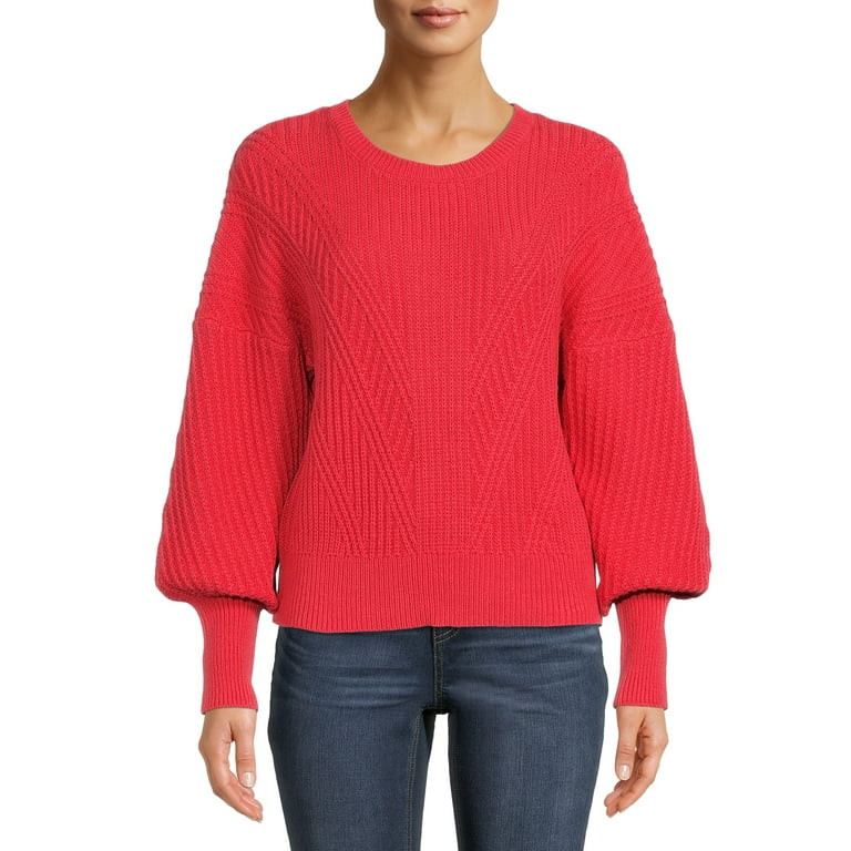 Time and Tru Women's Mixed Rib Sweater - Walmart.com | Walmart (US)