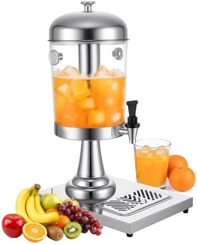 WELKOR 2.11 Gallon Beverage Dispenser,Silver Stainless Steel Juice Drink Dispensers with Ice Core... | Amazon (US)