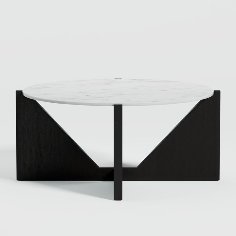 Miro White Marble Coffee Table with Black Wood Base | Crate and Barrel | Crate & Barrel
