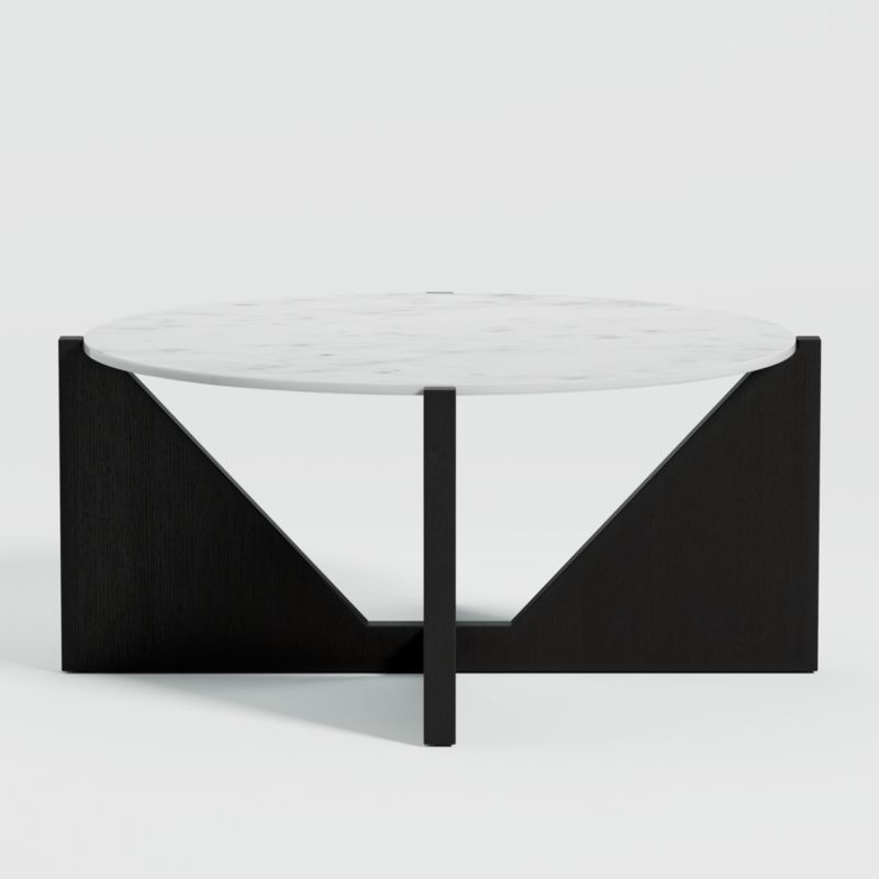 Miro White Marble Coffee Table with Black Wood Base | Crate and Barrel | Crate & Barrel