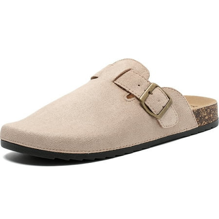 Women's Suede Clogs Mens Leather Mules Comfort Cork Footbed Antislip House Sandals Arch Support Potato Shoes with Adjustable Buckle | Walmart (US)