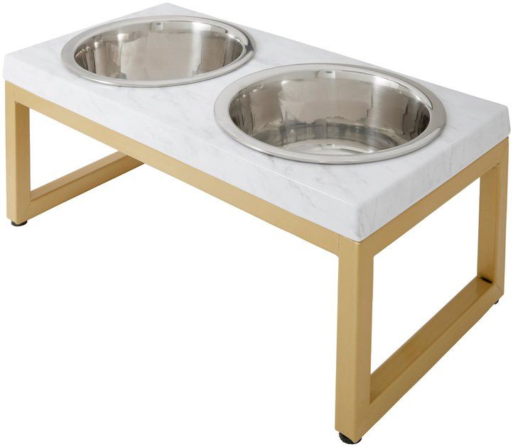 Frisco Marble Print Stainless Steel Double Elevated Dog Bowl | Chewy.com