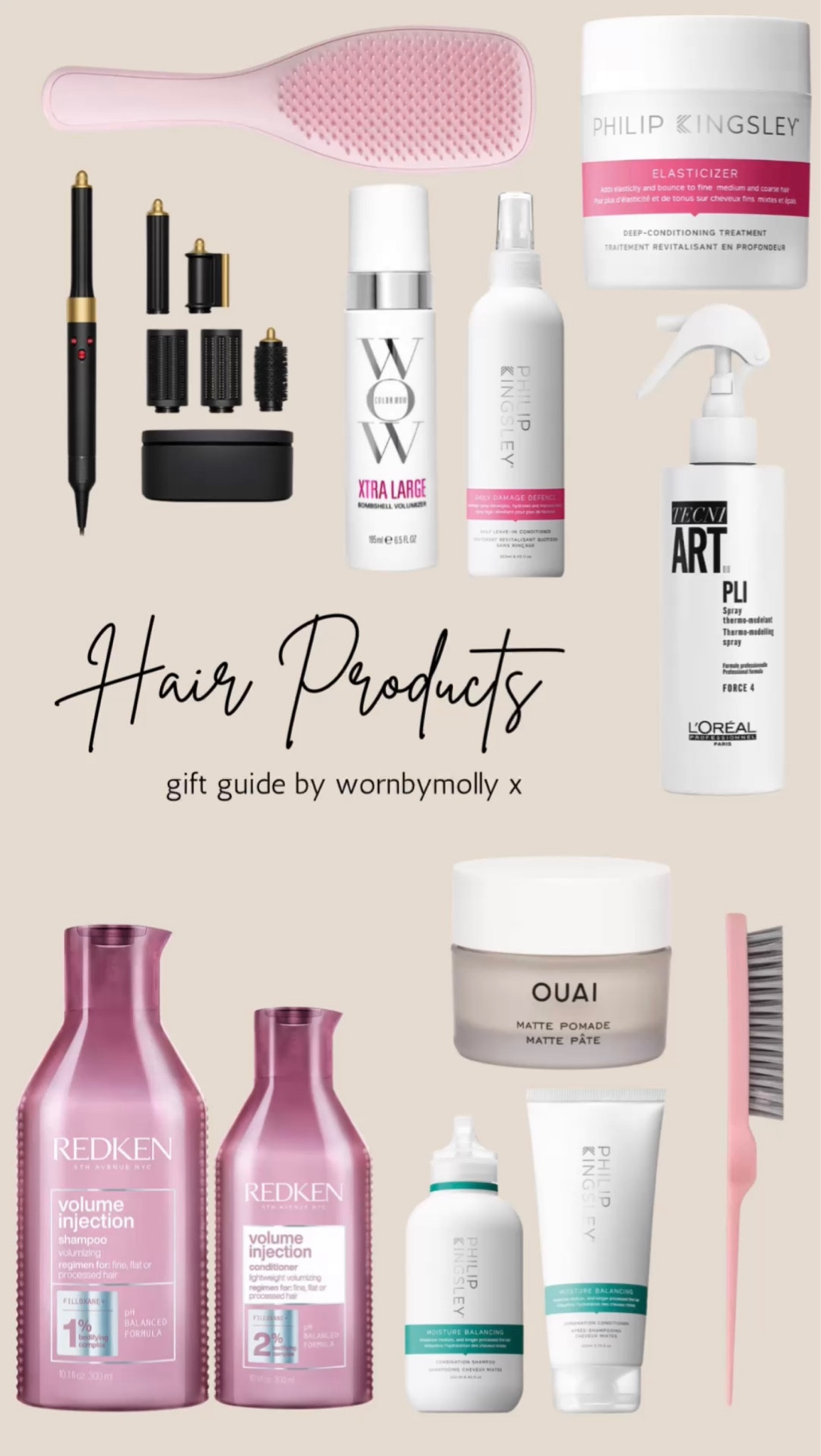 Hair products gift guide for Christmas. 

Girls these are my holy grail products that I always use! 

I know the dyson airwrap is expensive but I’ve used mine now for 2 years and personally it’s been the best investment for my hair and worth every penny! 

The redken shampoo is what I use when I’m planning to curl my hair and then the PK one is for in between. 

The wow mouse and L’Oréal holding spray both work absolute wonders for holding your curls, just (one or the other) to damp hair before drying/styling into place 🫶🏼

#haircare #hairproducts


#LTKGiftGuide #LTKbeauty