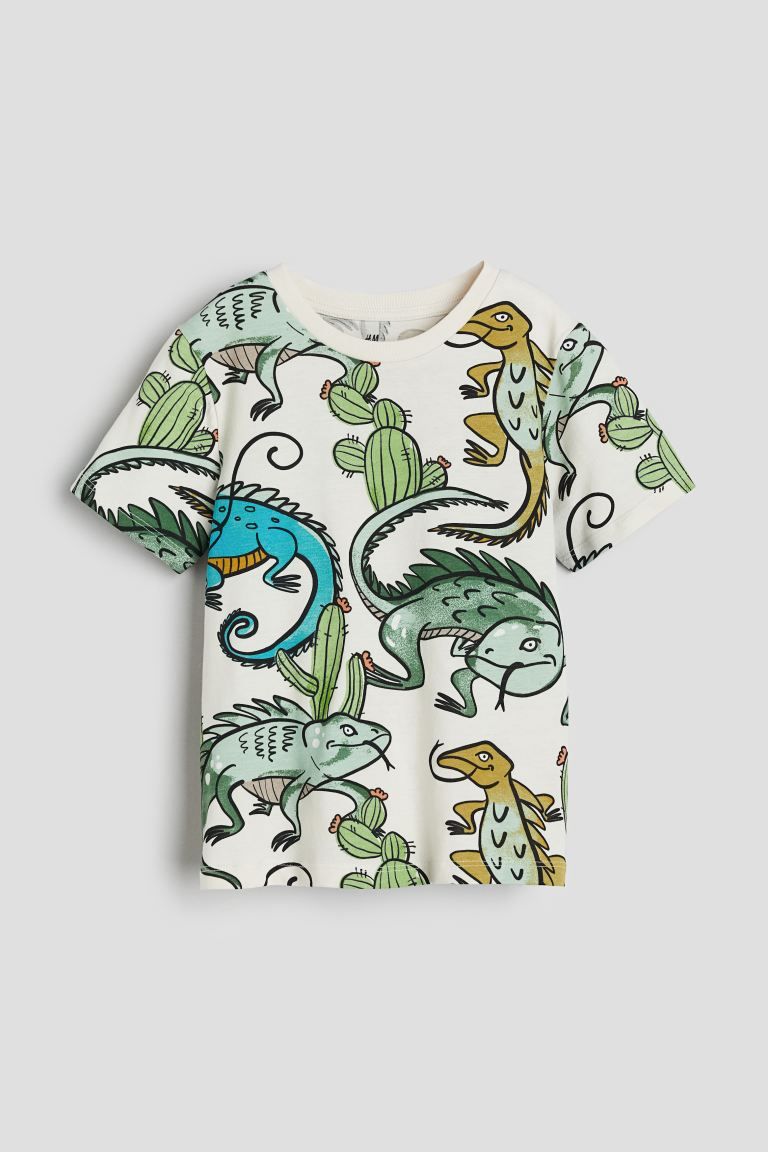 Printed T-shirt - White/lizards - Kids | H&M US | H&M (US + CA)