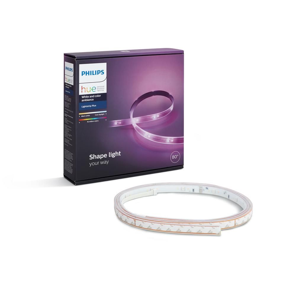 Philips Hue White and Color Ambiance LED Dimmable Light Strip Plus Smart Wireless Light (80""), Clea | The Home Depot