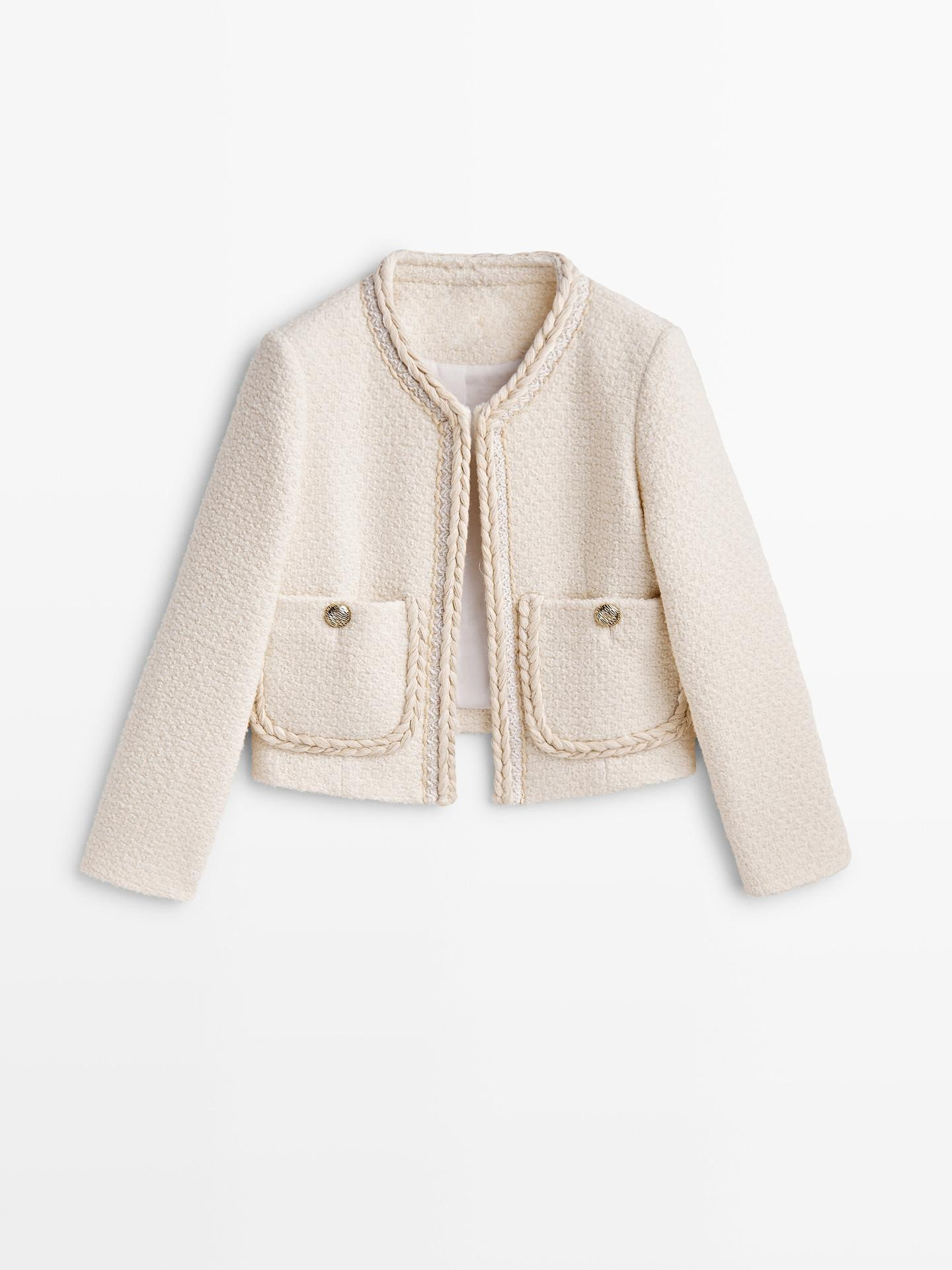 Cropped textured jacket - Studio | Massimo Dutti US