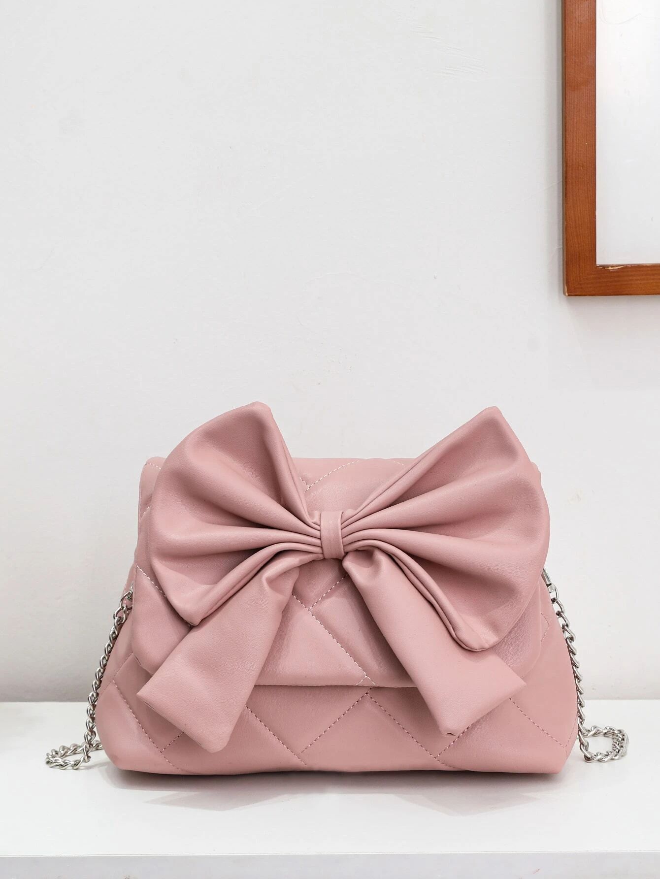 Quilted Bow Decor Flap Chain Square Bag | SHEIN