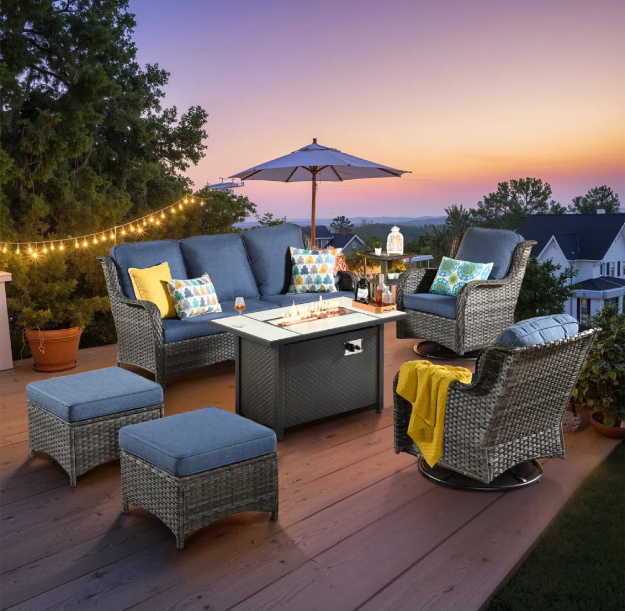 Patio set with fire pit 

#LTKSeasonal #LTKSaleAlert #LTKSummerEdit