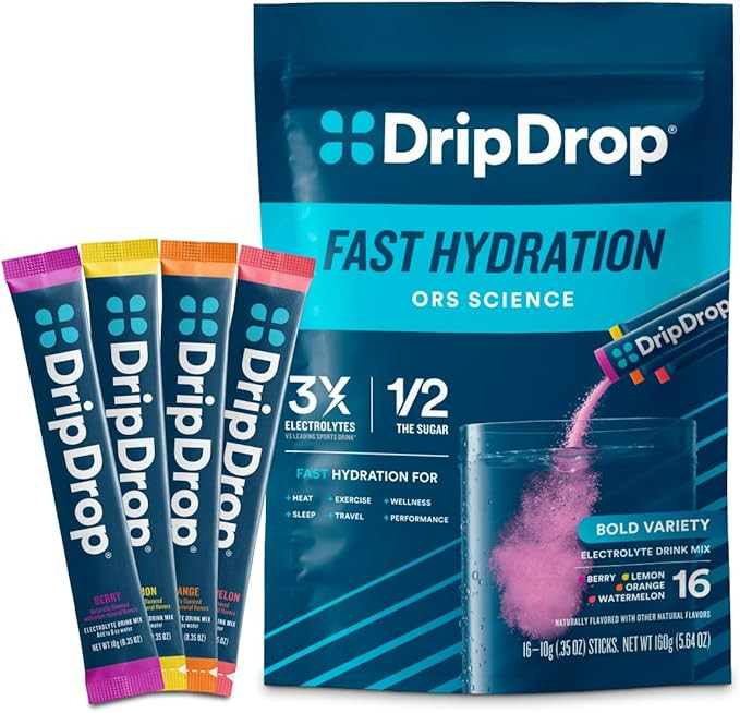 DripDrop Hydration Packets - Bold Variety Pack - Single Serve Electrolytes Powder Drink Mix - Wat... | Amazon (US)