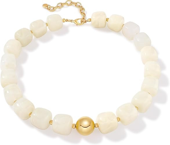 WOWORAMA Colorful Chunky Necklaces for Women Trendy Multicolor Large Square Resin Beads Necklace ... | Amazon (US)