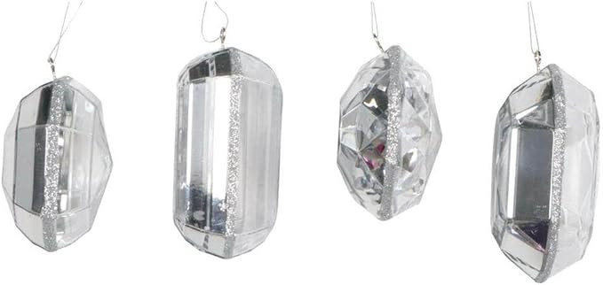 Vickerman 732083-4"-5" Silver Jewel Glitter Christmas Tree Ornament Assortment (4 Pack) (MT233207... | Amazon (US)