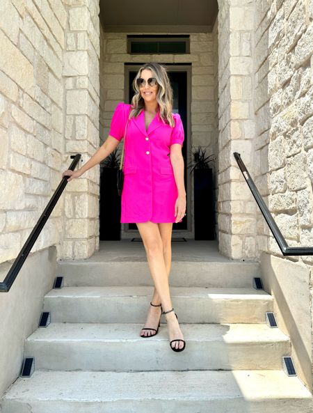 Summer dress season is here and I am SO obsessed with this Generation Love pink blazer dress from @saks. The bold, bright color is a must have and it’s perfect for a girls night out or date night. It’s a total must have if you want to turn heads. #Saks #SaksPartner
 I’m a size 6 and am wearing a Large, I would recommend sizing up. 
