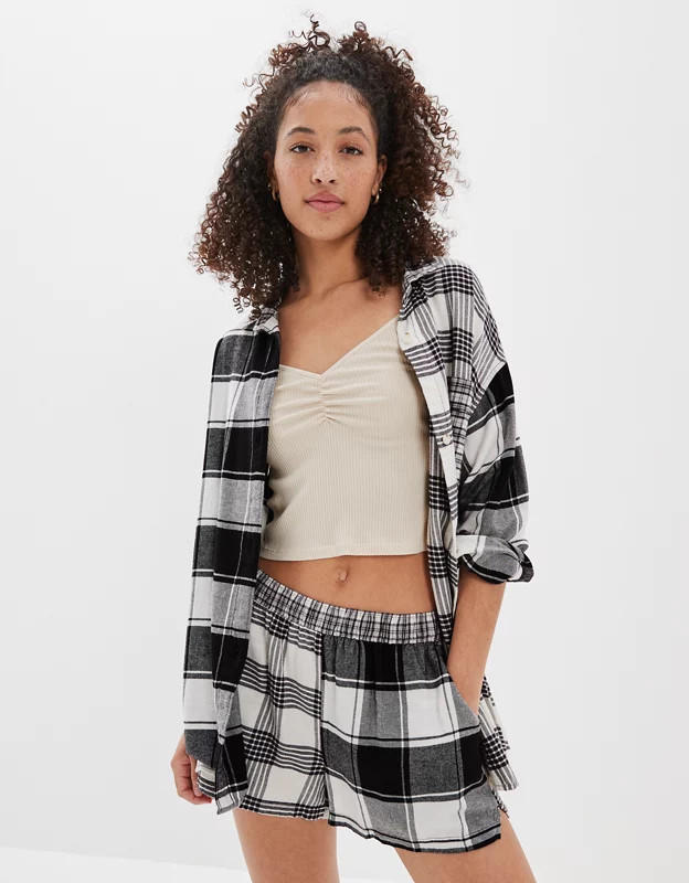 AE Flannel Shirt + Shorts PJ Set | American Eagle Outfitters (US & CA)