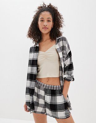 AE Flannel Shirt + Shorts PJ Set | American Eagle Outfitters (US & CA)