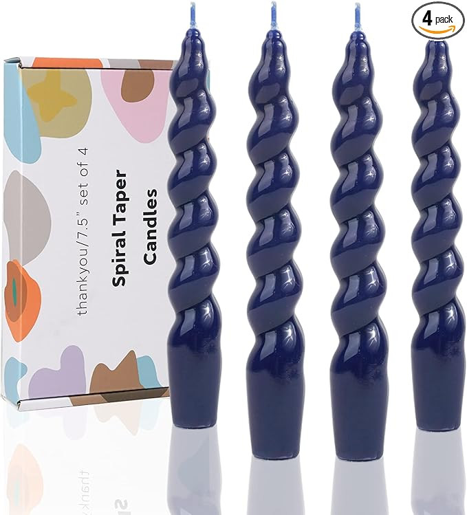 Navy Spiral Taper Candles Handmade Twisted Candle Conical Stick Candles for Holiday Wedding Party... | Amazon (US)