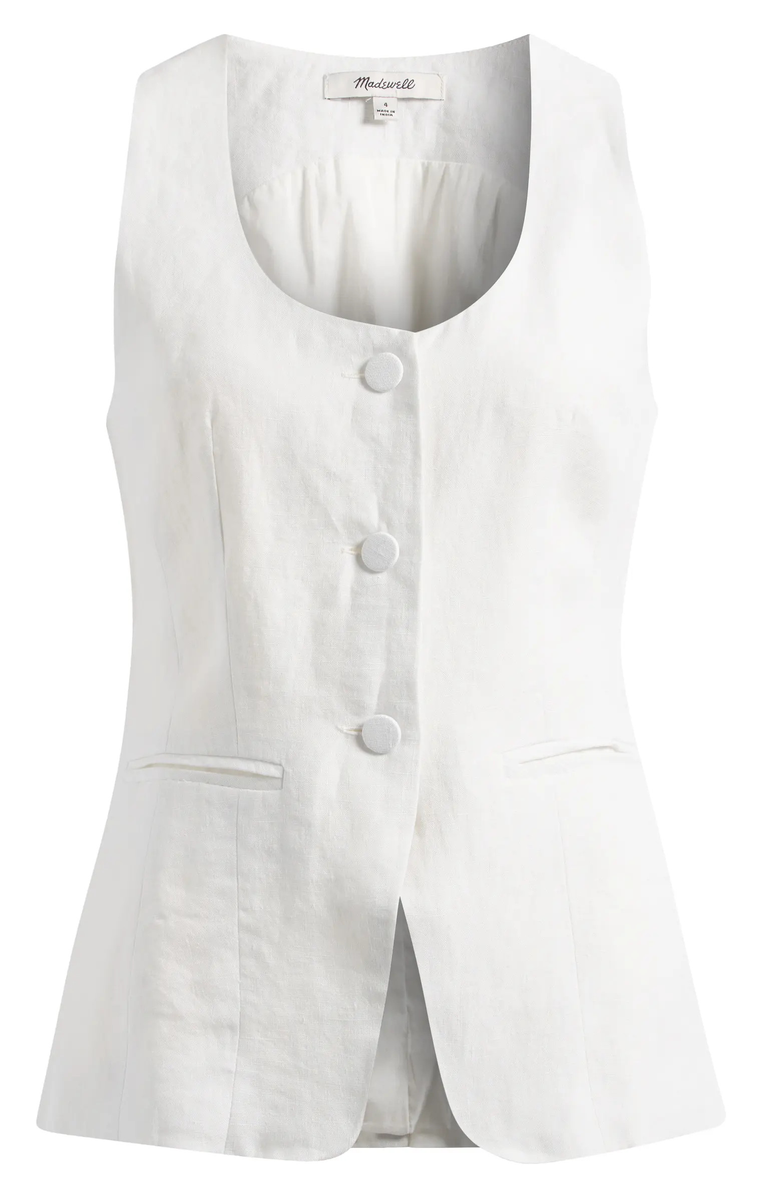 Madewell Linen Scoop Neck Cutaway Vest | Nordstrom | Nordstrom