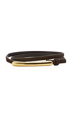 LELET NY Glossy Bar Skinny Suede Belt in Chocolate from Revolve.com | Revolve Clothing (Global)