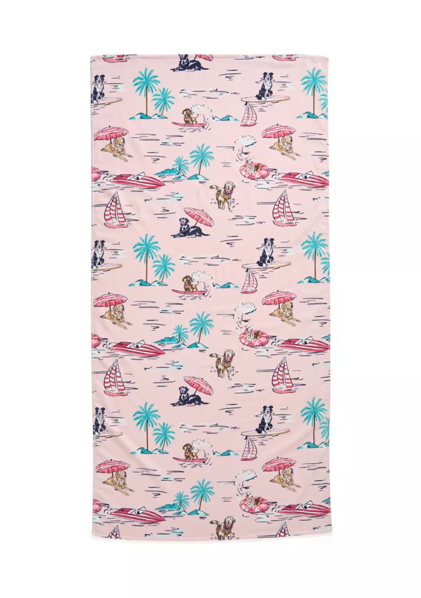 Vacation Pups Pink Print Beach Towel | Belk