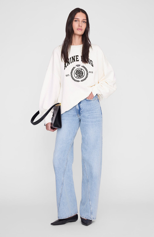 ANINE BING Miles Collegiate Sweatshirt in Cream at Nordstrom, Size Small | Nordstrom