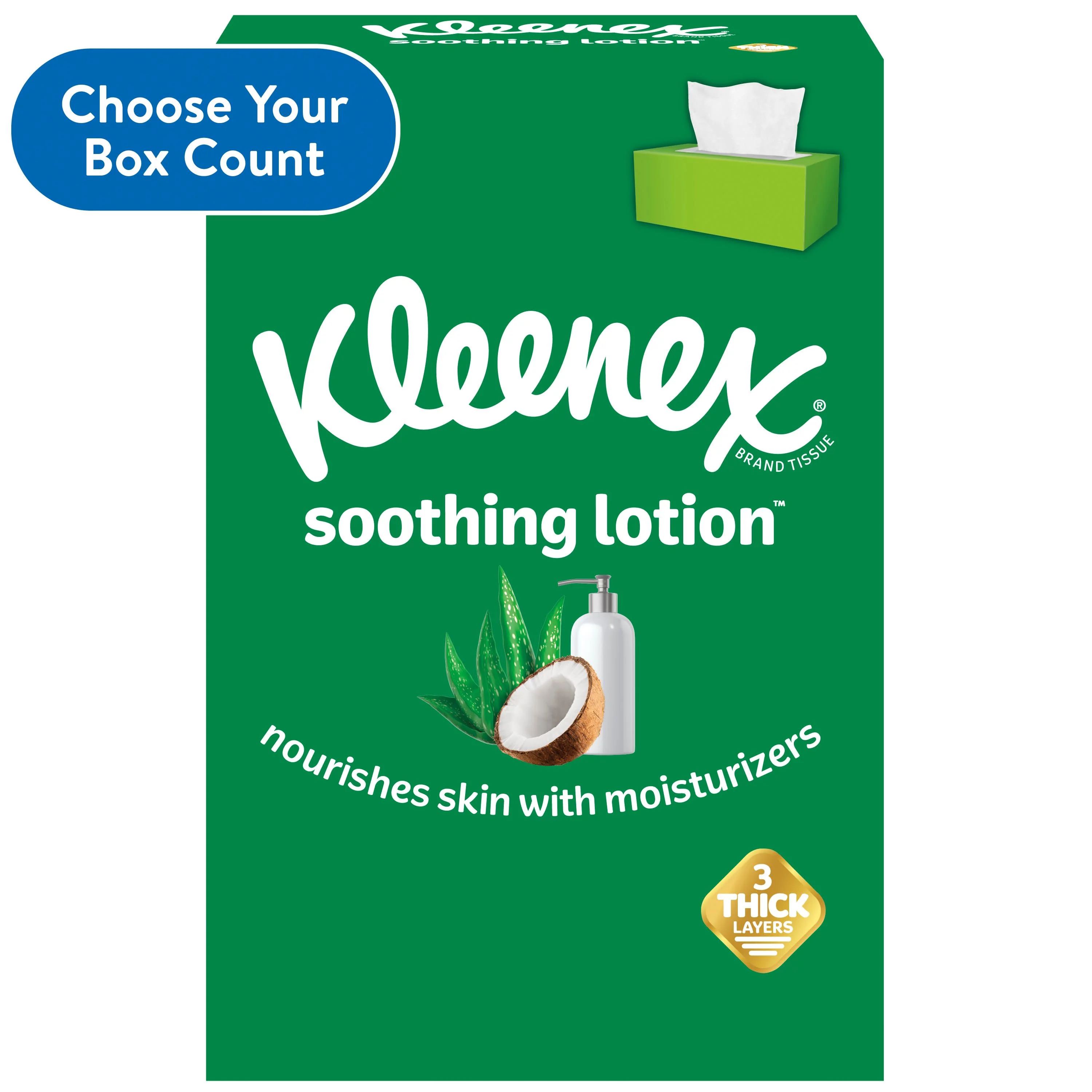 Kleenex Soothing Lotion Facial Tissues, 4 Flat Boxes (480 Total Tissues) | Walmart (US)