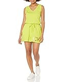 Calvin Klein Women's Dress Elegant V-Neck Sleeveless Romper, Limeade, Small | Amazon (US)