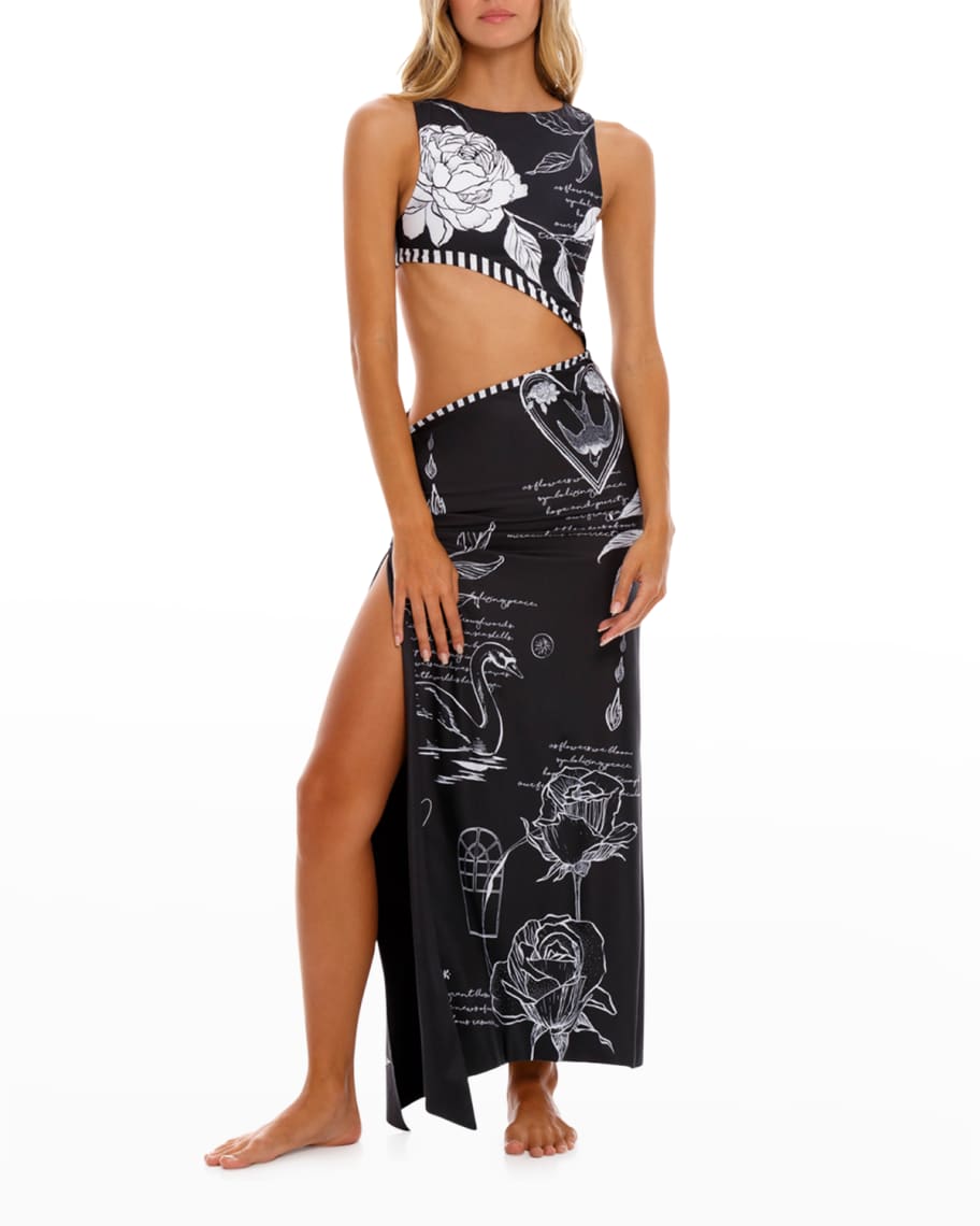 Agua Bendita Massai Cutout One-Shoulder Maxi Dress | Neiman Marcus