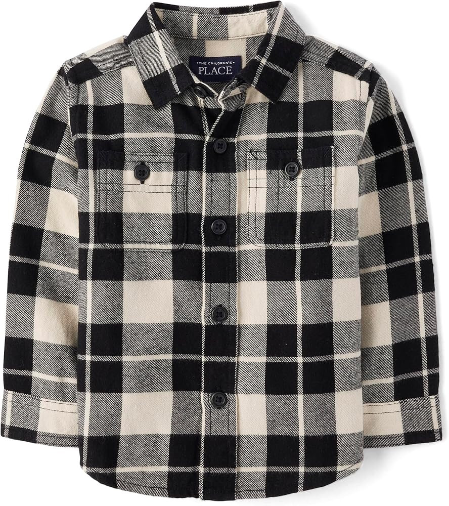 The Children's Place Baby-Boys and Toddler Long Sleeve Plaid Flannel Button Up Shirt | Amazon (US)