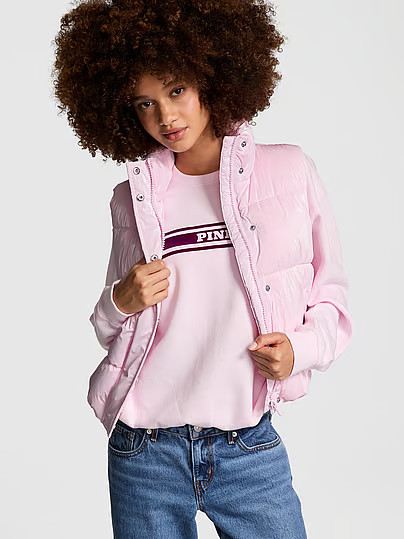 High Shine Marshmallow Puffer Vest, Pink, L - Women's Jackets & Outerwear - PINK | Victoria's Secret (US / CA )