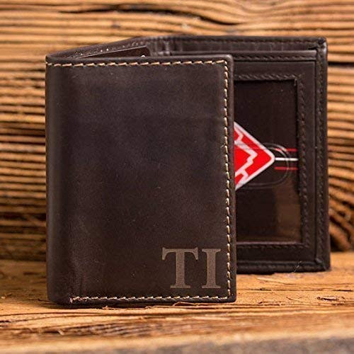 Black Mens RFID Protected Genuine Leather Monogrammed Tri-Fold Wallet with Custom Personalization... | Amazon (US)
