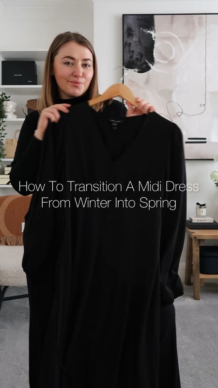 How to transition a midi dress from winter into spring 