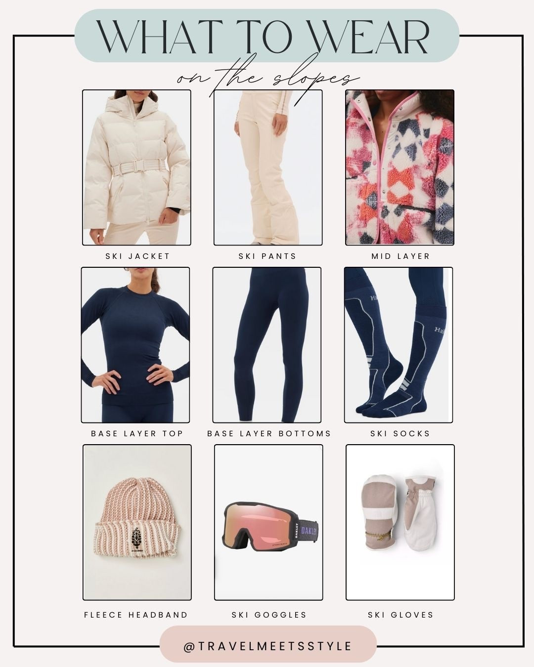 Ultimate ski trip packing list for women ⛷️ Visit travelmeetsstyle.com to read the full post + explore more ski outfits & winter outfits for women ❄️


Ski jacket | ski pants | mid layer | fleece | base layer | ski socks | winter beanie | ski goggles | ski gloves 

#LTKTravel