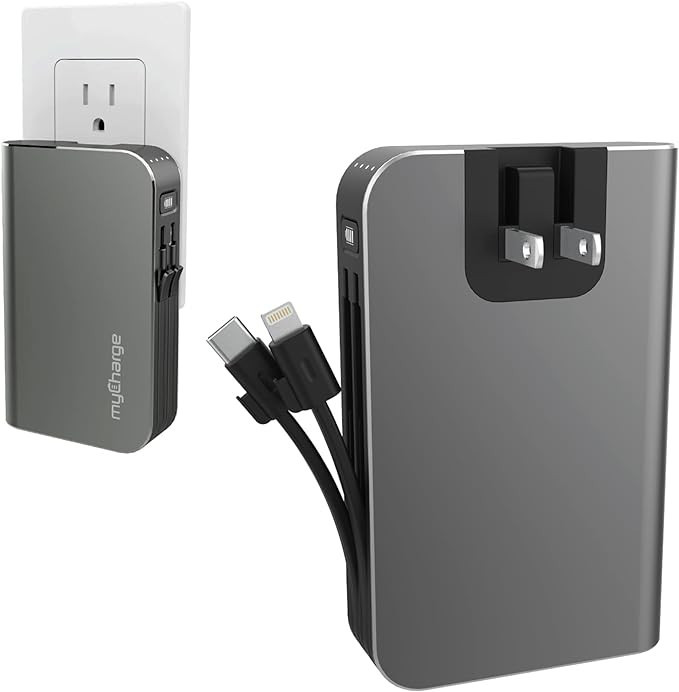 myCharge Portable Charger for iPhone - Hub 10050mAh Wall Plug & Built in Cables (Lightning, Type ... | Amazon (US)