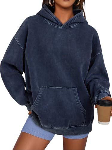 Trendy Queen Oversized Hoodies for Women Acid Wash Sweatshirt Cute Pullover Fall Winter Long Slee... | Amazon (US)