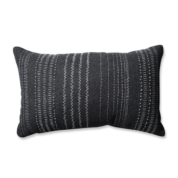Pillow Perfect Tribal Stitches Felt Dark Melange Grey Rectangular Throw Pillow | Bed Bath & Beyond