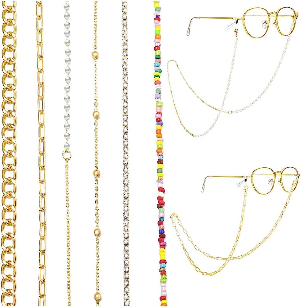 6 PCS Glasses/Eyeglass Chain for Women Gold/Silver at Amazon Women’s Clothing store | Amazon (US)