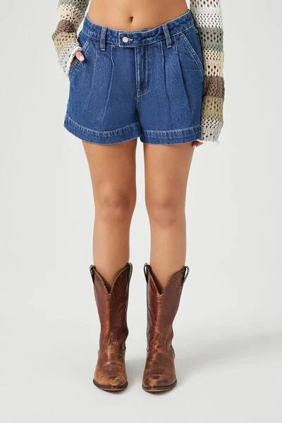 Pleated Denim Shorts | Forever 21