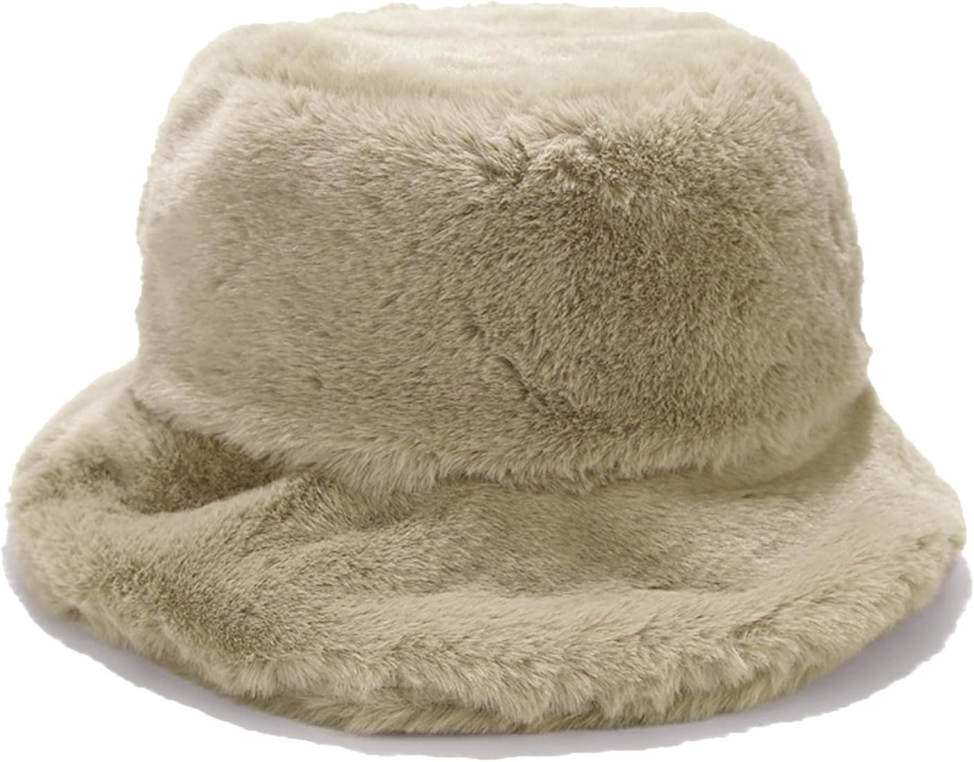 Umeepar Winter Faux Fur Fuzzy Bucket Hat Fluffy Warm Hat for Women Men | Amazon (US)